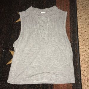 sleeveless caged long crop top